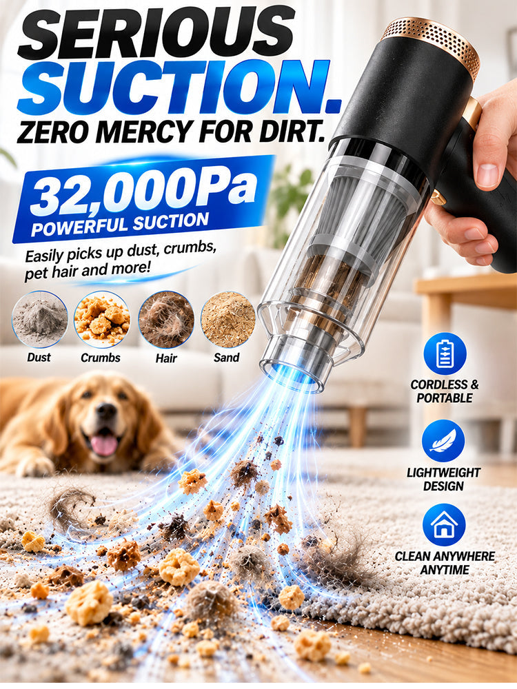 [32000pa suction power] High-power cordless vacuum cleaner