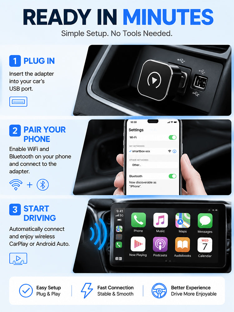🚗Wireless CarPlay and Android Auto Adapter