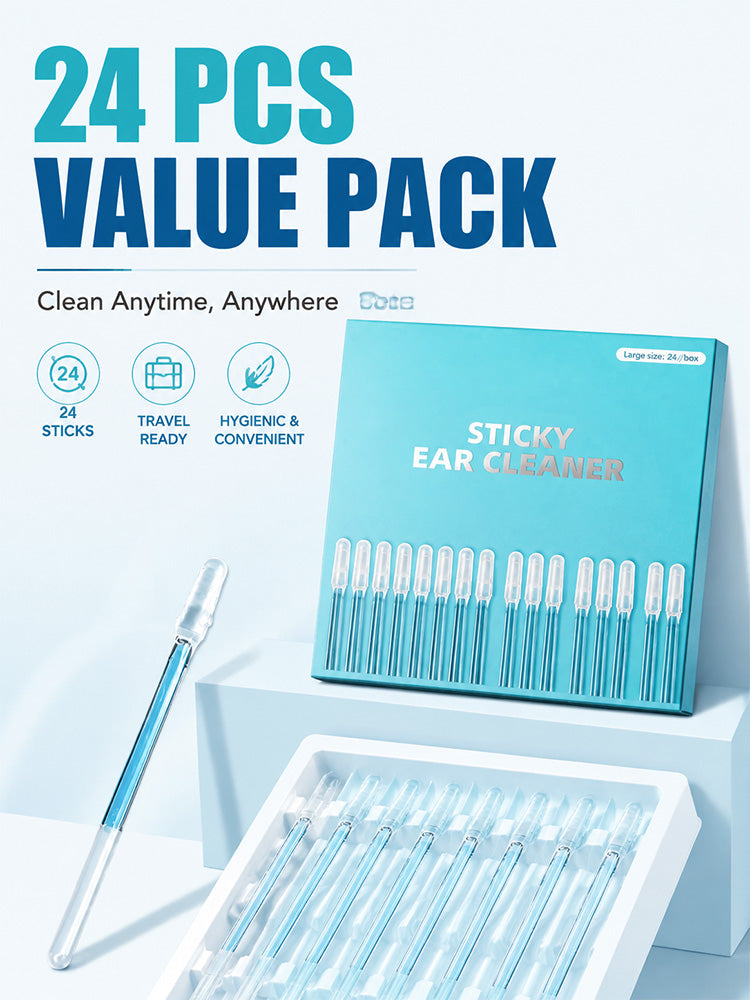 Adhesive ear canal cleaning stick