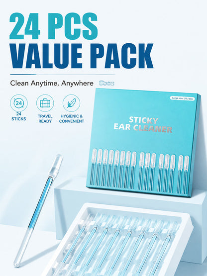 Adhesive ear canal cleaning stick